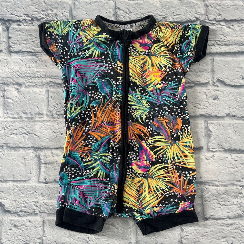 Bonds Kids Pajamas - Black with Multicolor Tropical Print